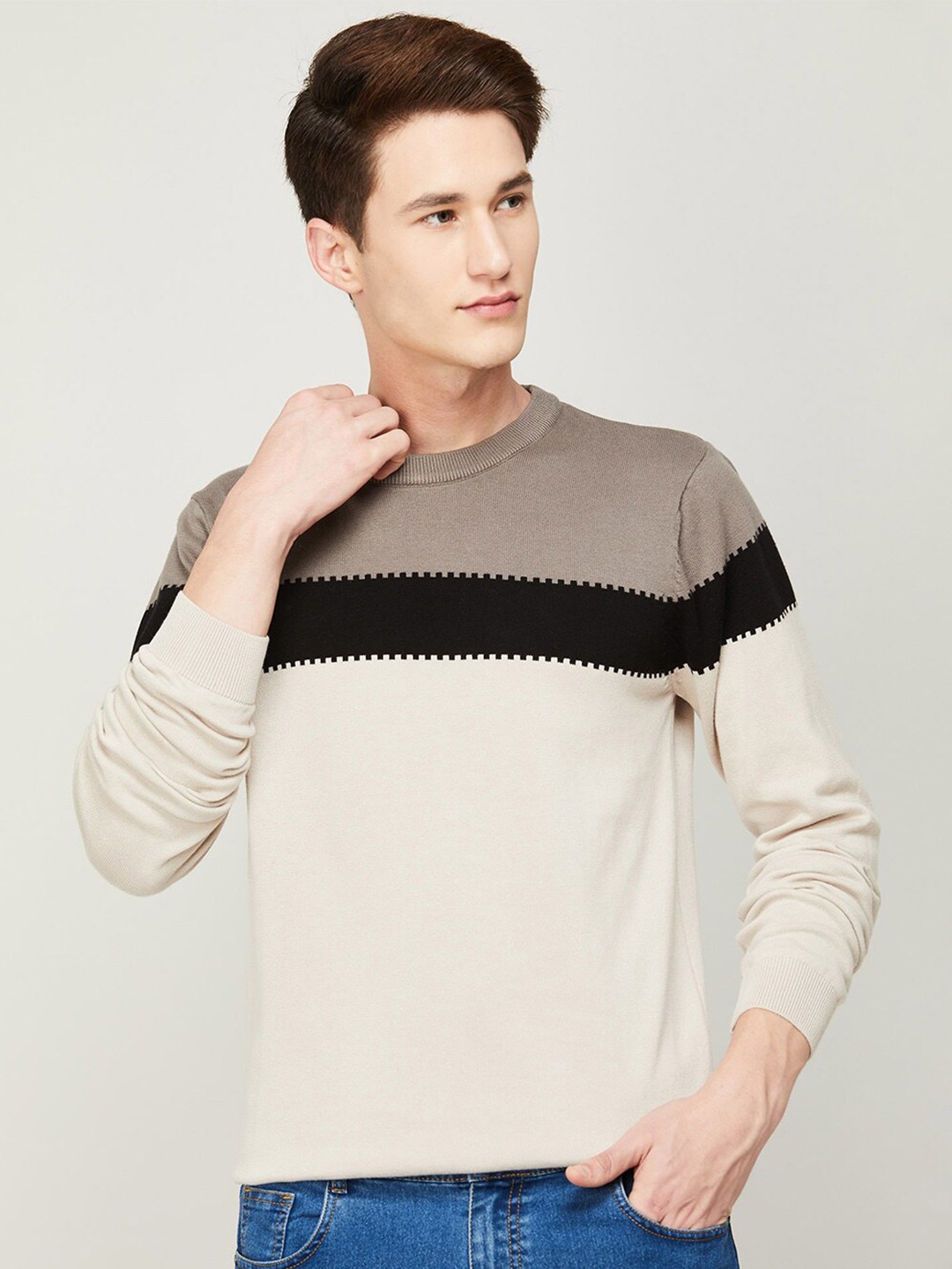 

CODE by Lifestyle Men Colourblocked Sweatshirt, Grey