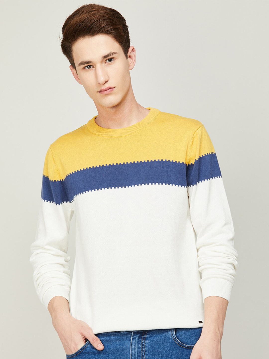 

CODE by Lifestyle Men Colorblocked Cotton Sweatshirt, Yellow