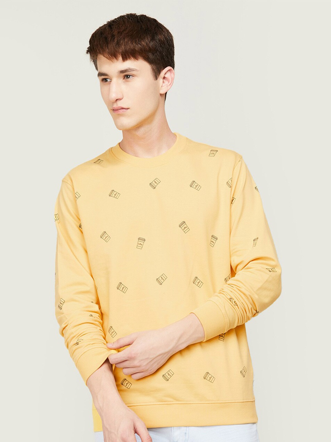 

Fame Forever by Lifestyle Men Printed Sweatshirt, Yellow