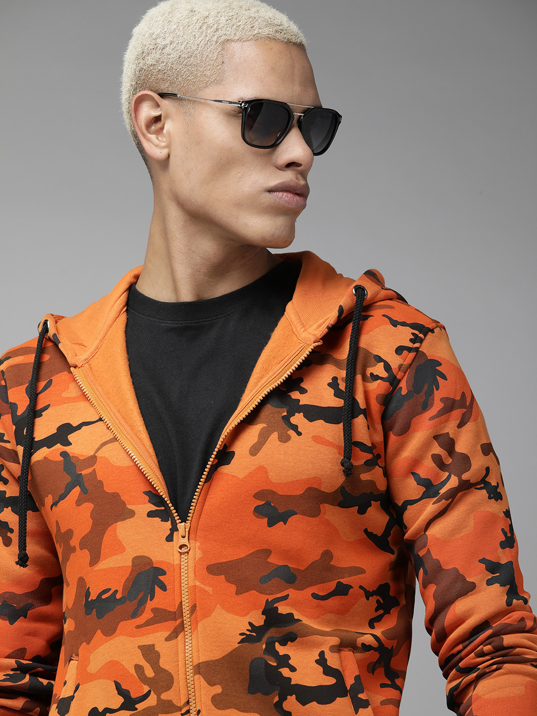 

Roadster Men Printed Hooded Sweatshirt, Yellow