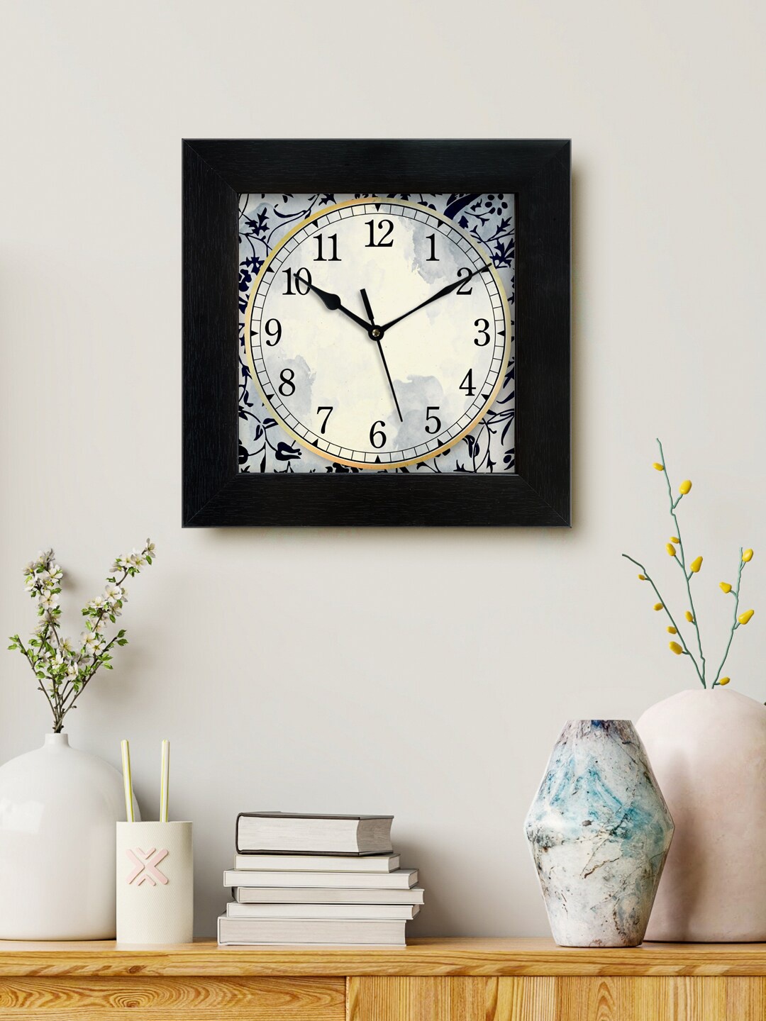 

999Store Black & Grey Printed Analogue Square Contemporary Wall Clock