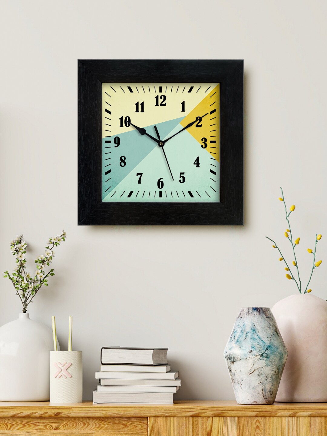 

999Store Blue & Beige Printed Analogue Contemporary Square Wall Clock