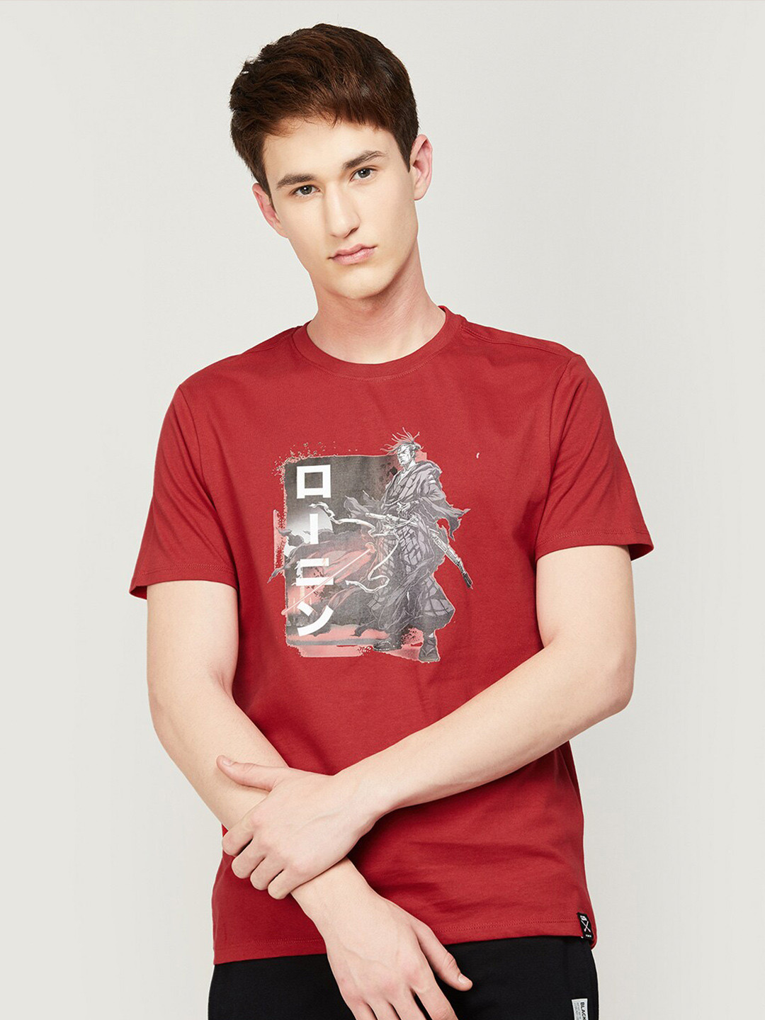 

Forca Men Graphic Printed Cotton T-shirt, Red