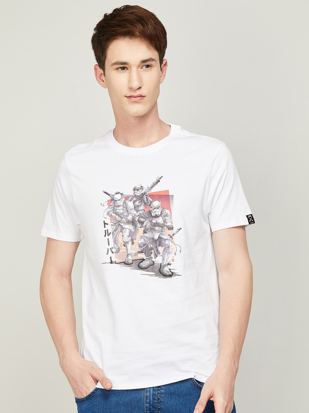 

Forca Men Graphic Printed Round Neck Cotton T-shirt, White
