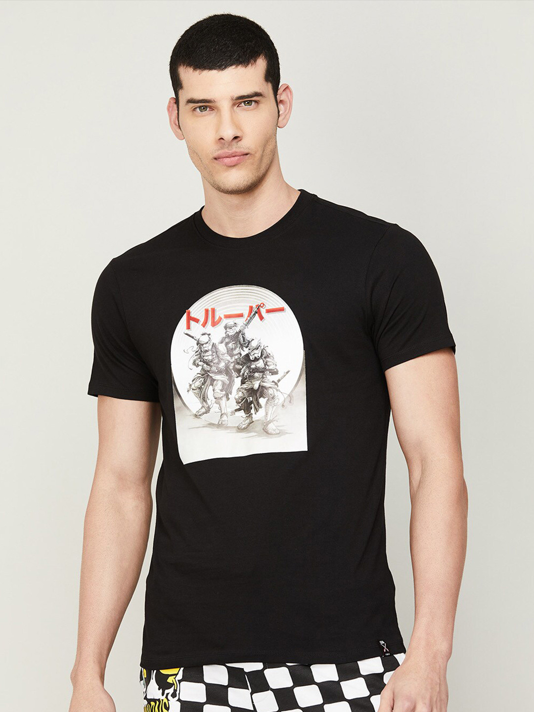 

Forca Men Graphic Printed Round Neck Cotton T-shirt, Black