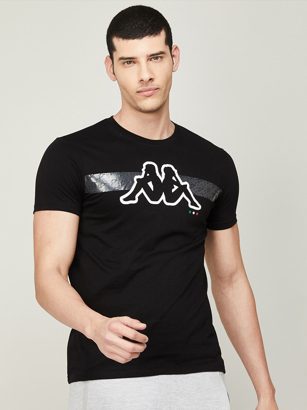 

Kappa Men Brand Logo Printed T-shirt, Black