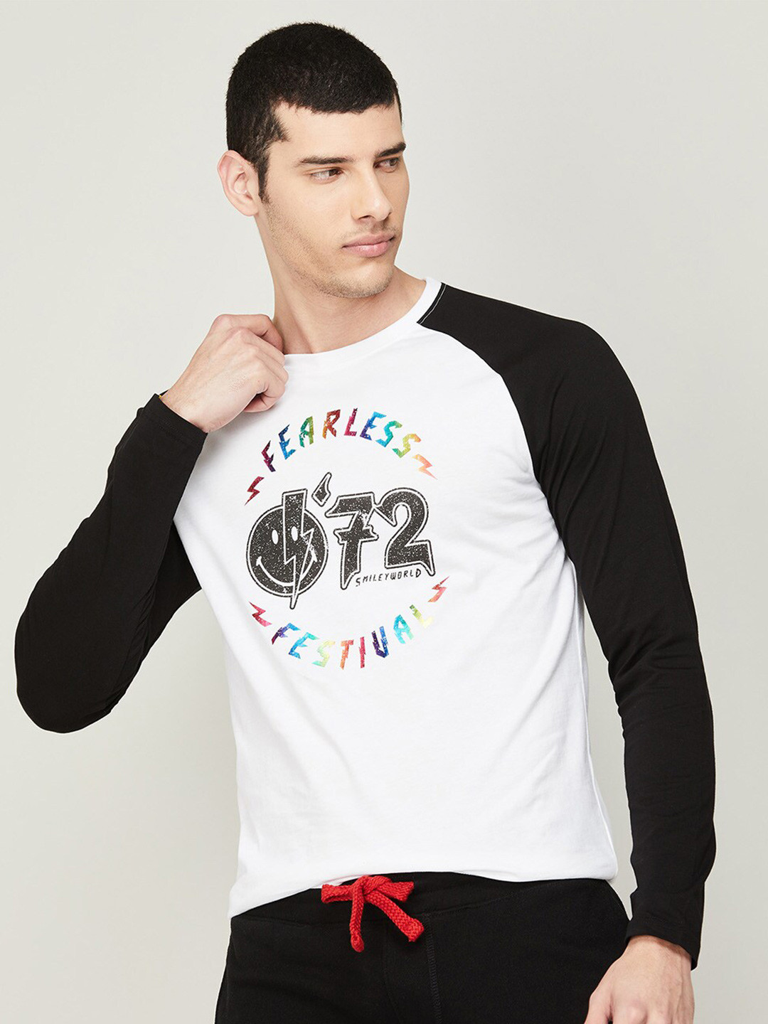 

SmileyWorld Men Typography Printed Round Neck Cotton T-shirt, White