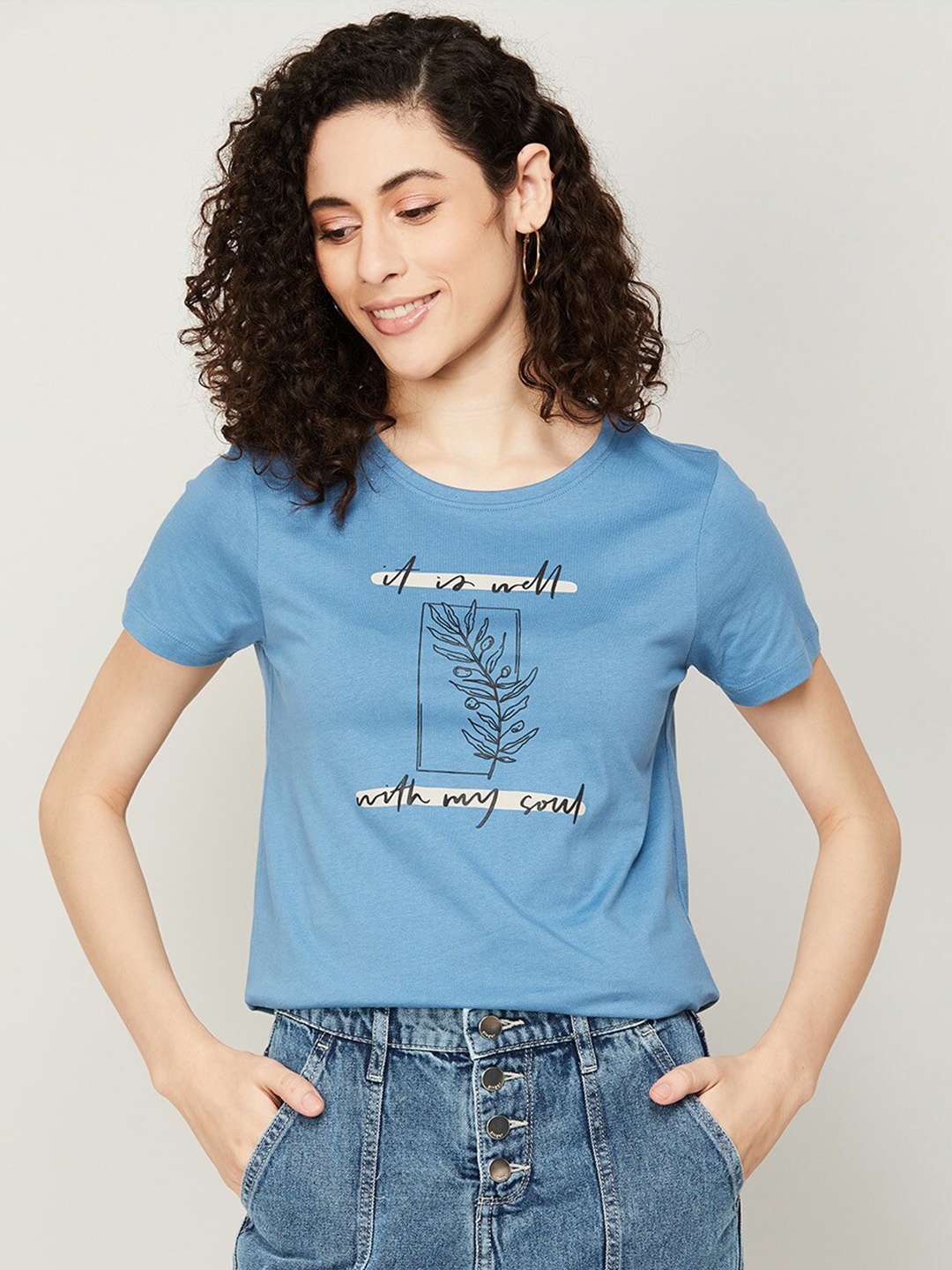 

Fame Forever by Lifestyle Women Typography Printed T-shirt, Blue