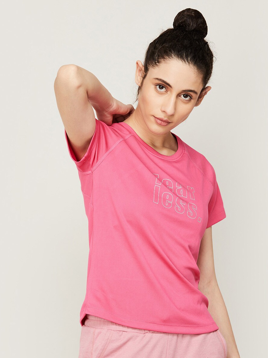 

Kappa Women Typography Printed Cotton T-shirt, Pink