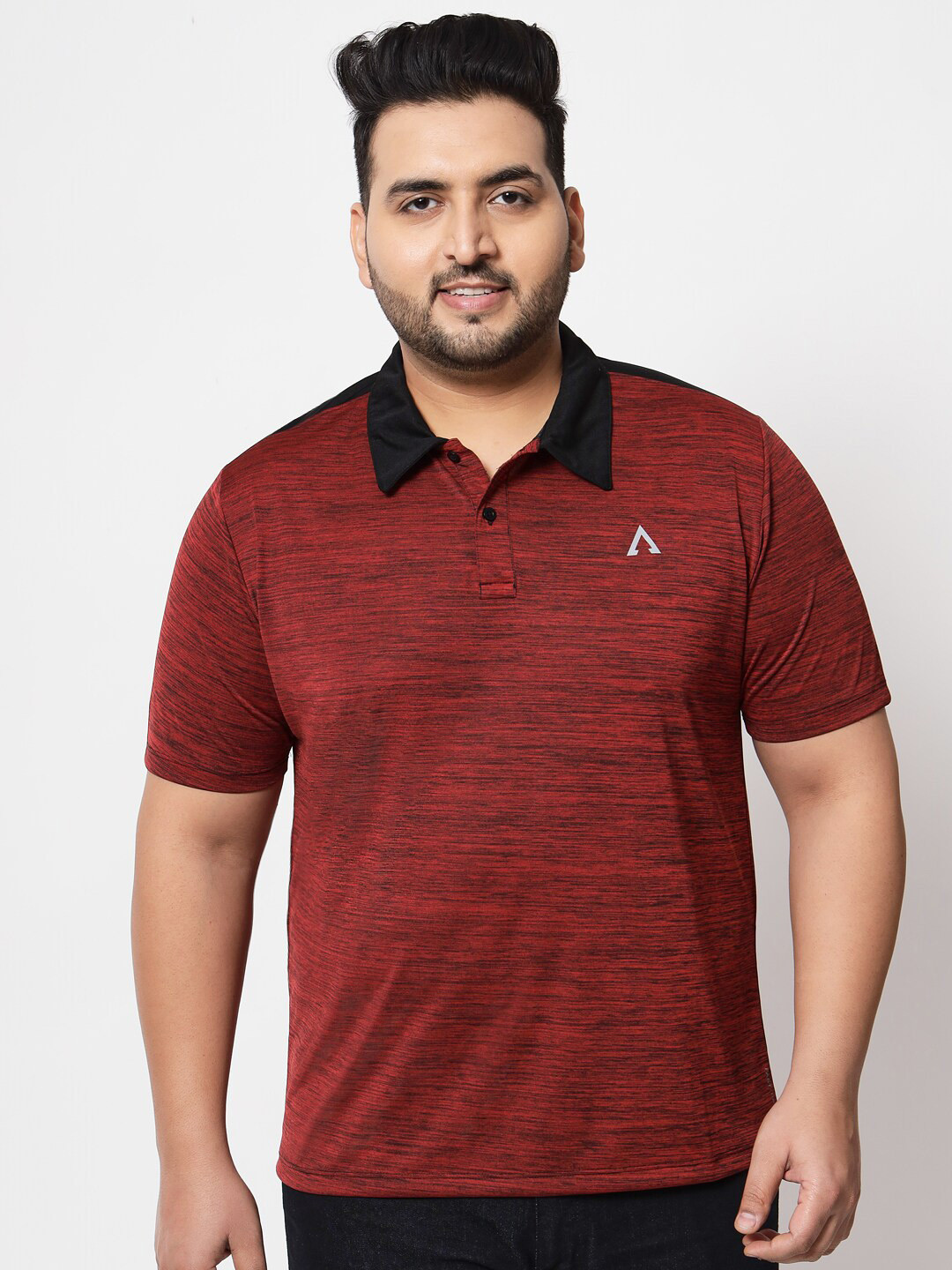 

AUSTIVO Men Plus Size Self Design Polo Collar Cotton T-shirt, Maroon