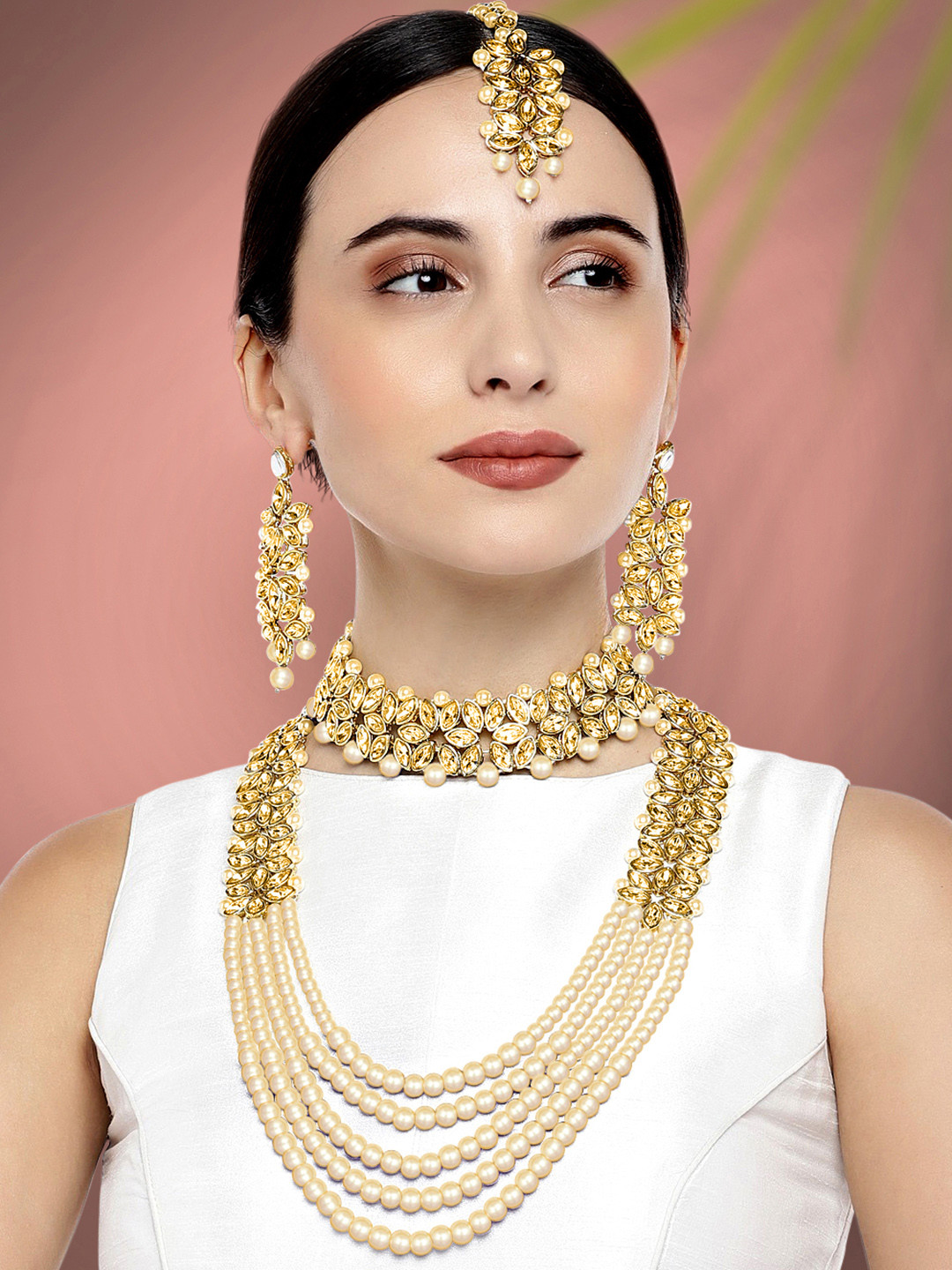 

Peora Gold-Plated Kundan Jewellery Set, Champagne