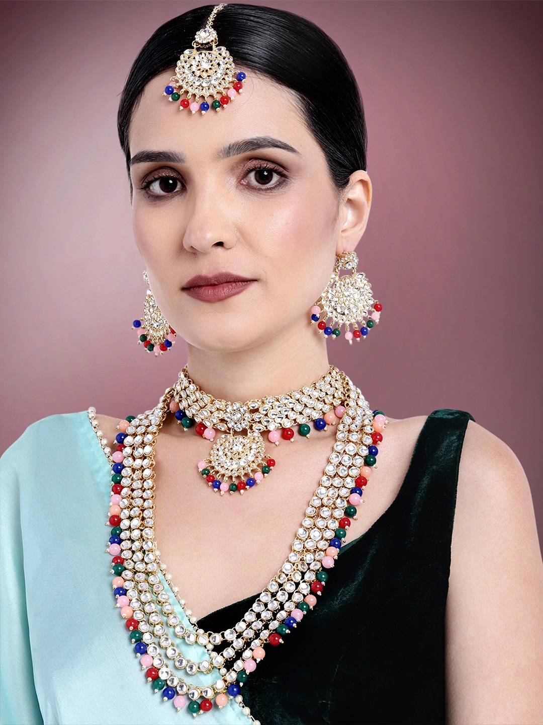 

Peora Gold-Plated Kundan Jewellery Set, Multi