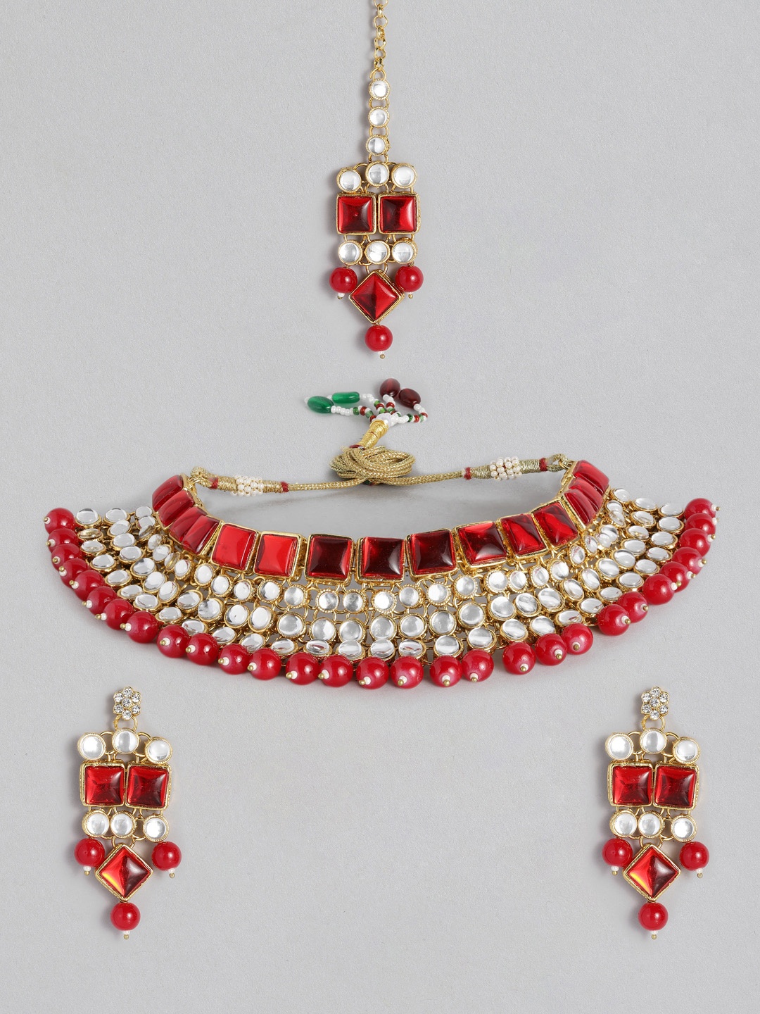 

Peora Gold-Plated Kundan Jewellery Set, Red