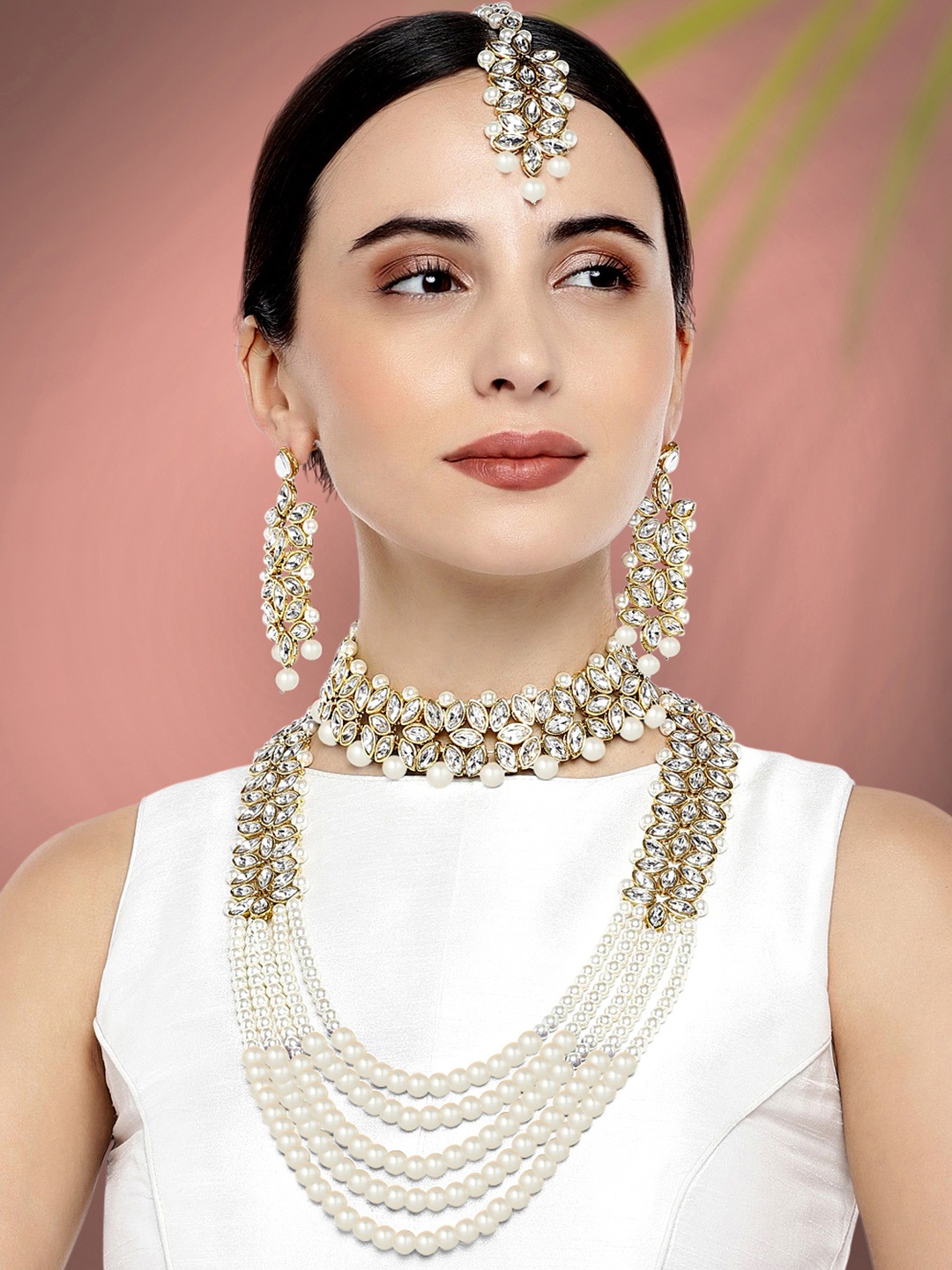 

Peora Gold-Plated Kundan Jewellery Set, White