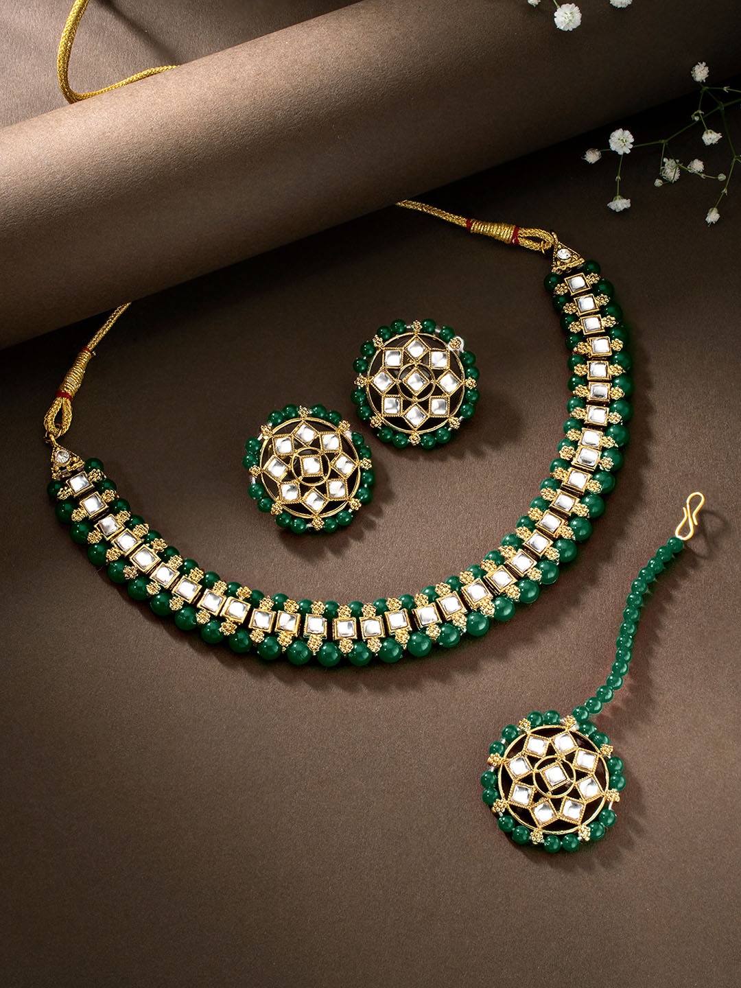 

Peora Gold-Plated Kundan Jewellery Set, Green