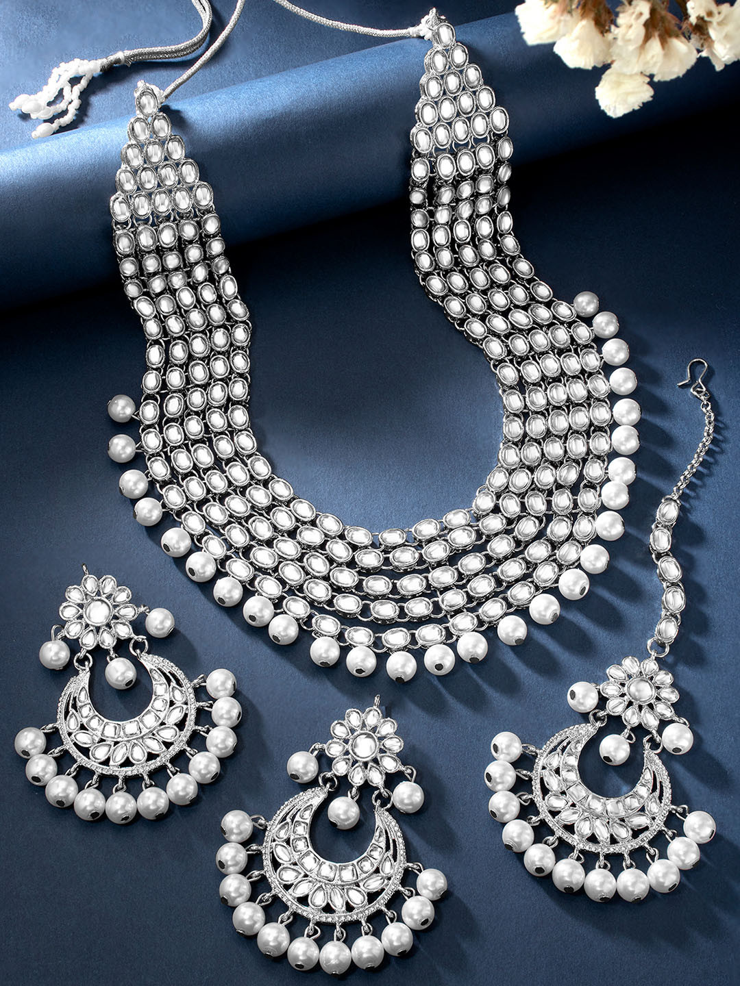 

Peora Silver-Plated Artificial Stones & Beads Jewellery Set
