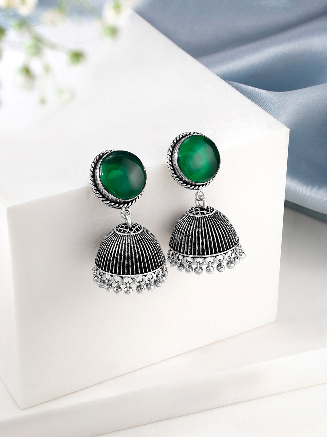

Peora Green Dome Shaped Jhumkas Earrings