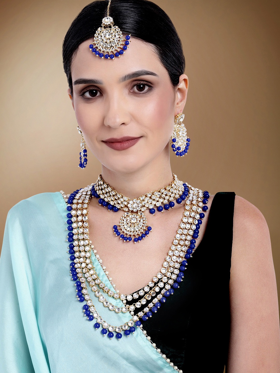

Peora Gold-Plated Kundan Jewellery Set, Blue