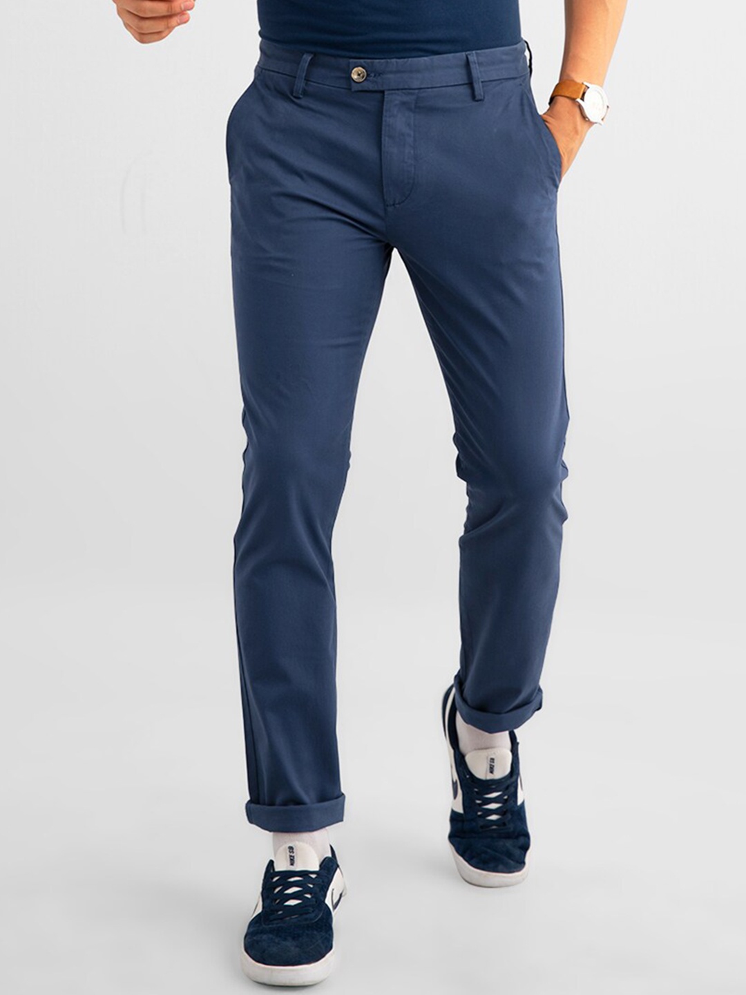 

Snitch Men Blue Tapered Fit Chinos Trousers