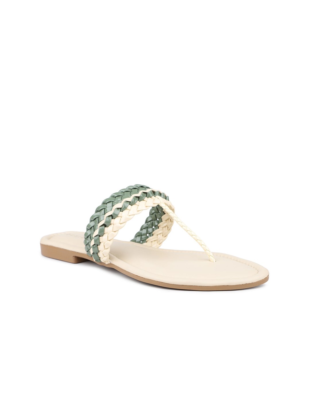 

DESIGN CREW Women T-Strap Flats, Beige