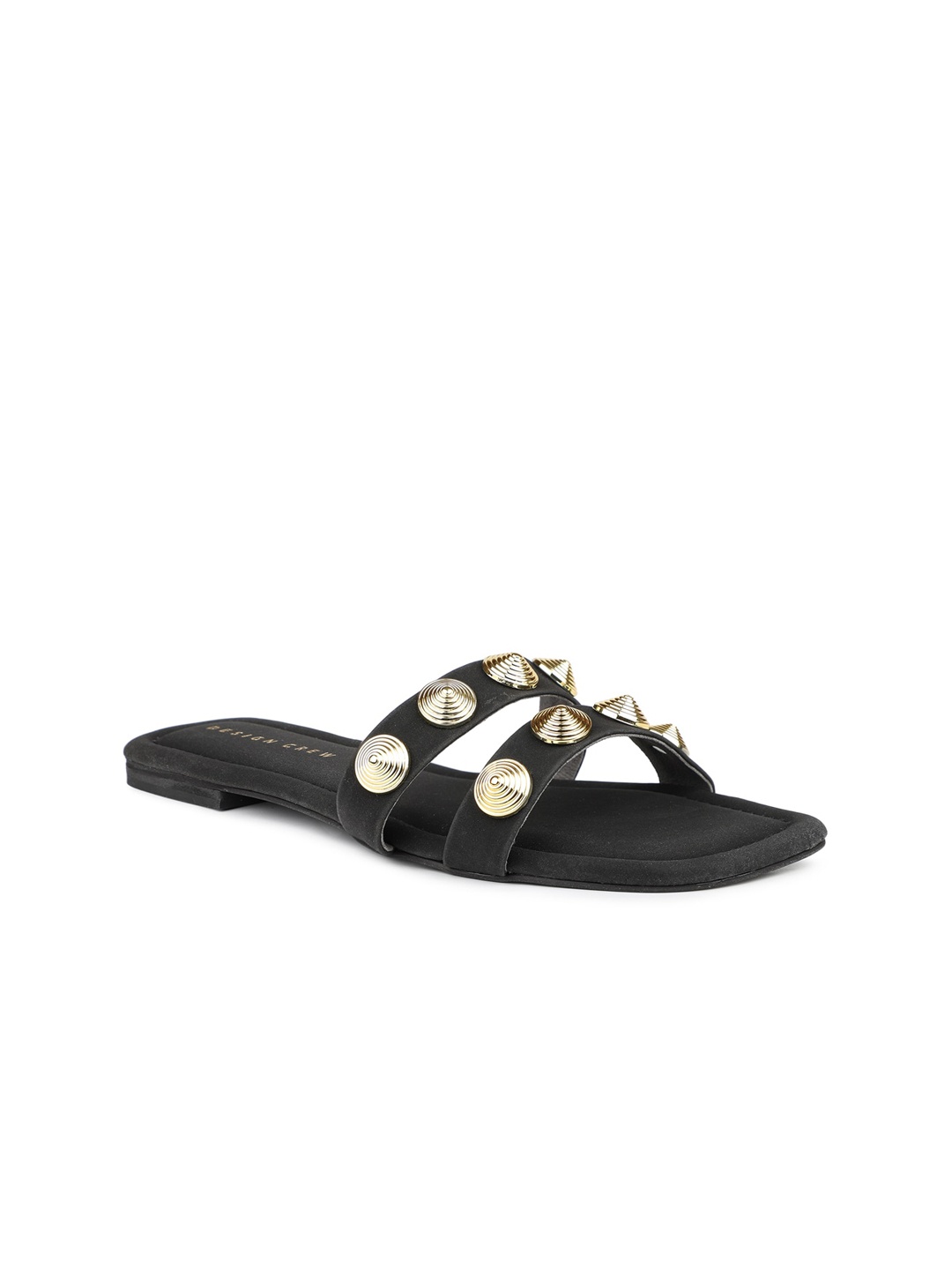

DESIGN CREW Women Embellished Open Toe Flats, Black