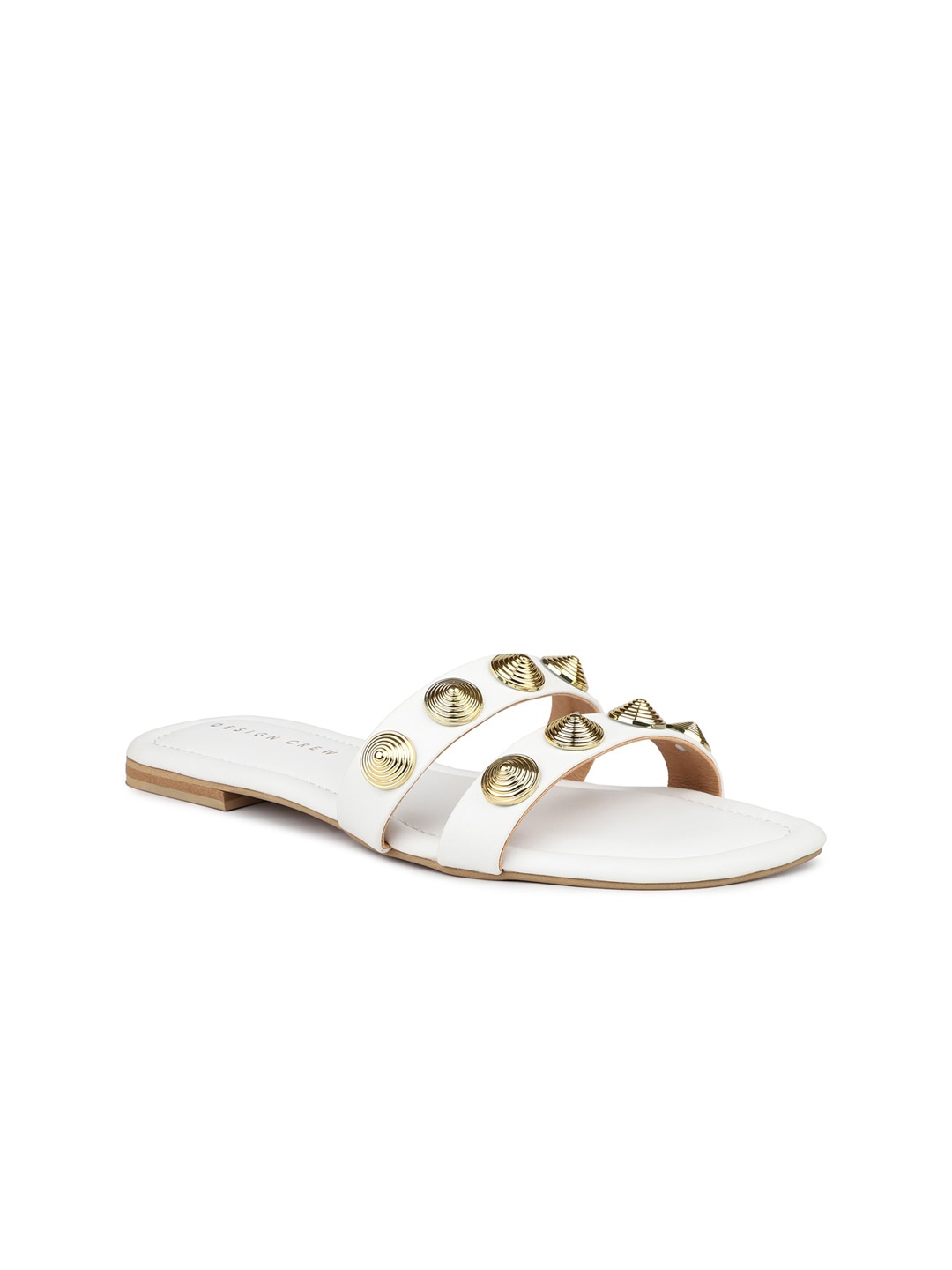 

DESIGN CREW Women Embellished Open Toe Flats, White