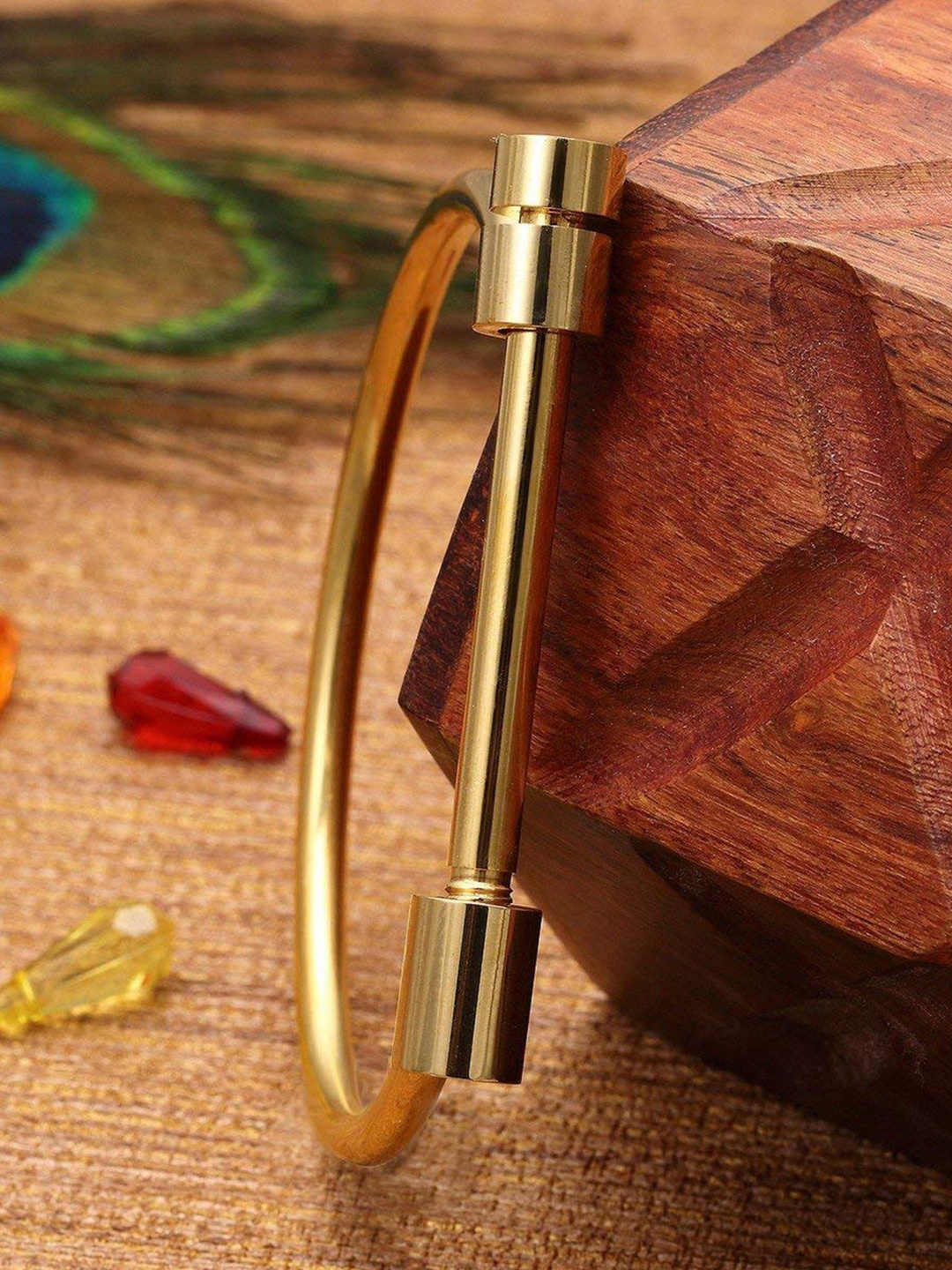 

ZIVOM Men Gold-Plated Kada Bracelet