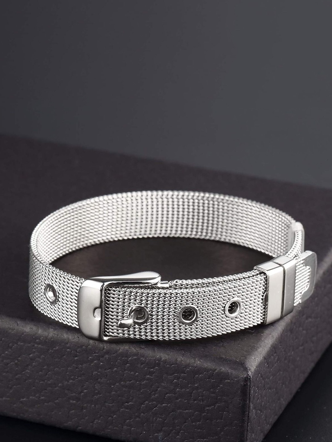 

ZIVOM Women Silver-Toned Silver-Plated Bangle-Style Bracelet