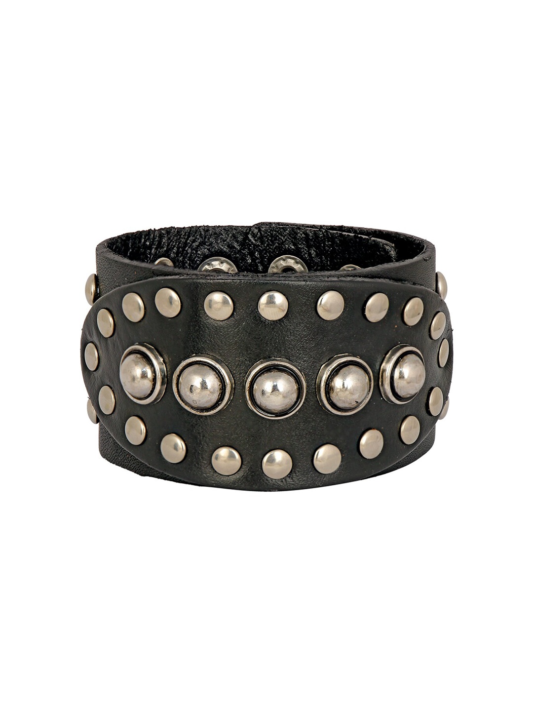 

ZIVOM Men Silver-Toned Leather Antique Rhodium-Plated Multistrand Bracelet
