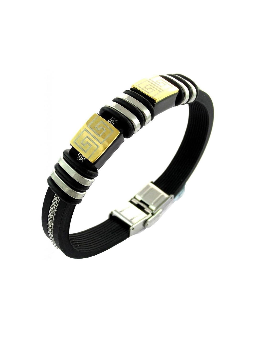 

ZIVOM Men Silver-Plated Link Bracelet, Black