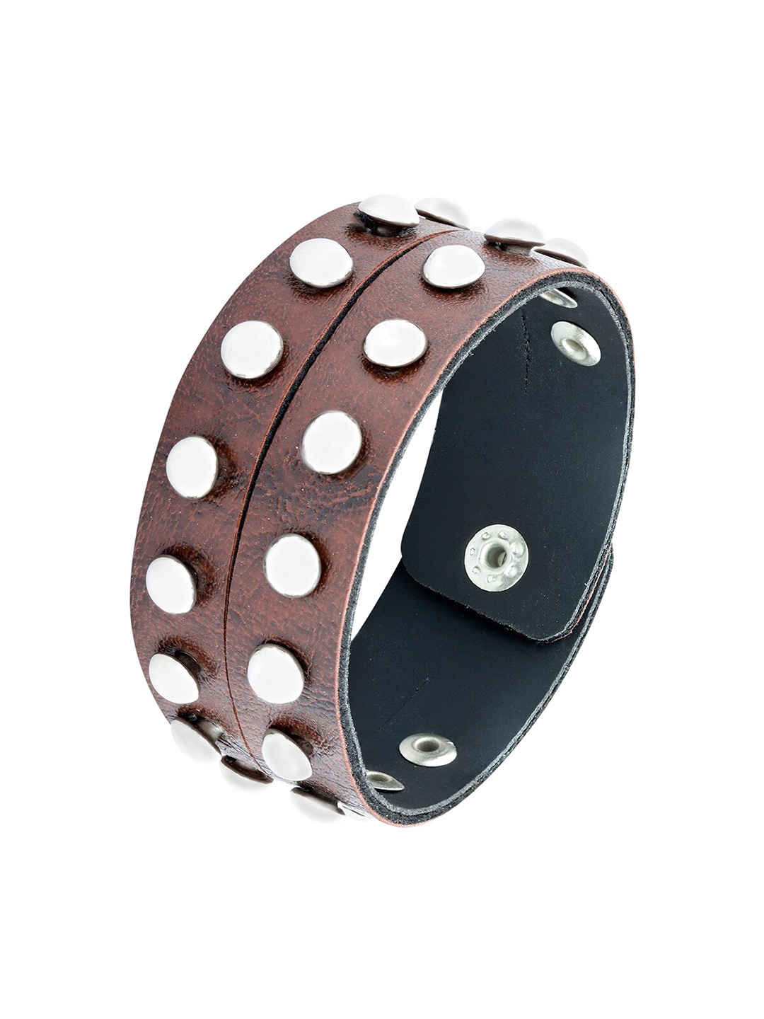 

ZIVOM Men Leather Silver-Plated Multistrand Bracelet