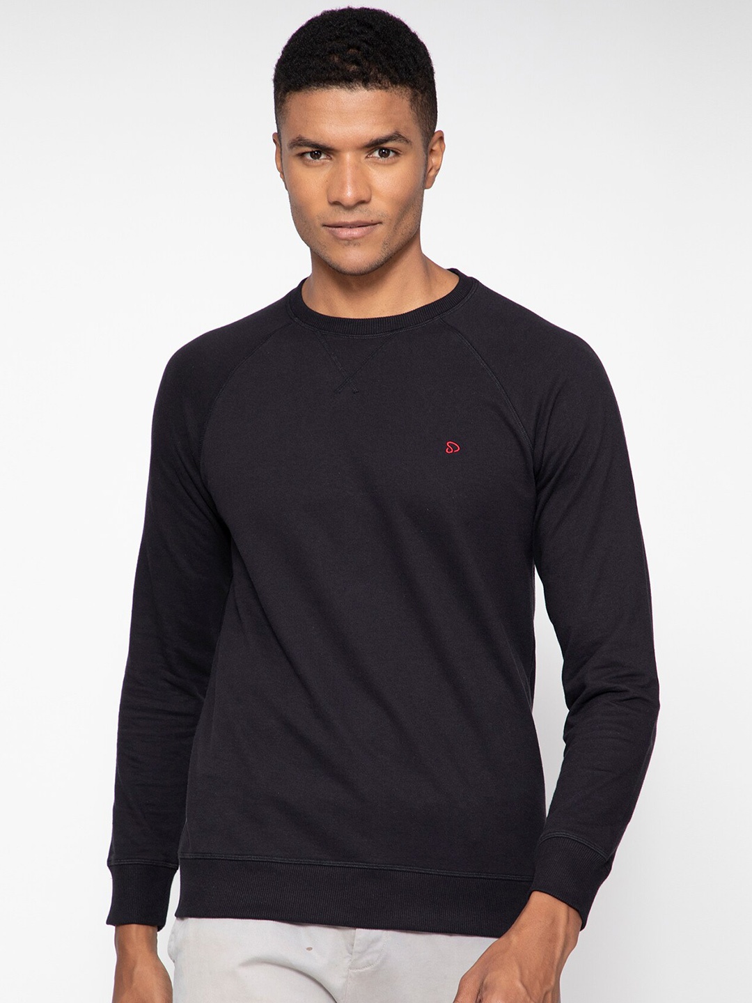 

SPORTO Men Long Sleeves Terry Round Neck Sweatshirt, Black