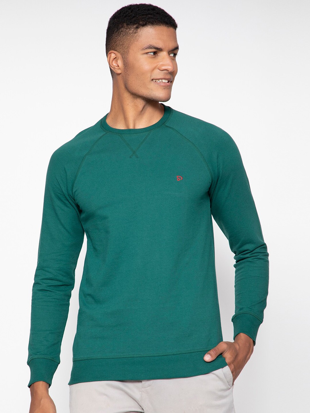 

SPORTO Men Round Neck Cotton Sweatshirt, Teal