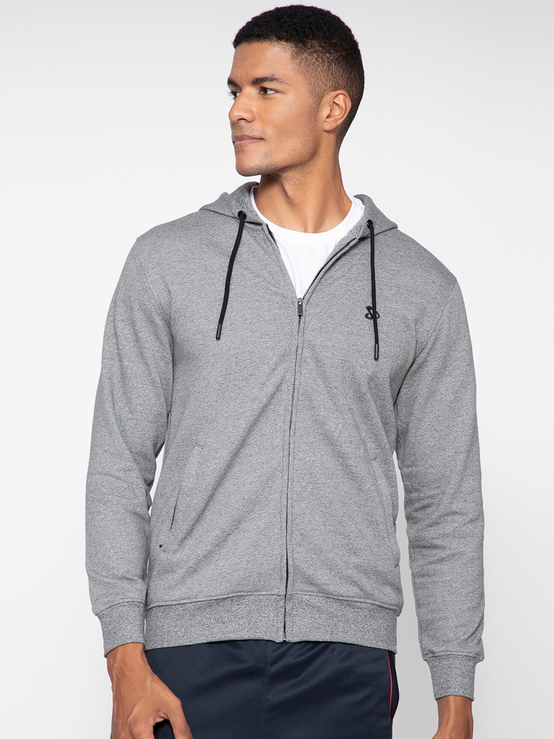 

SPORTO Round Neck Hooded Cotton Sweatshirt, Grey