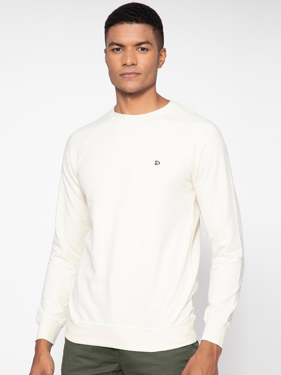 

SPORTO Round Neck Cotton Sweatshirt, Off white