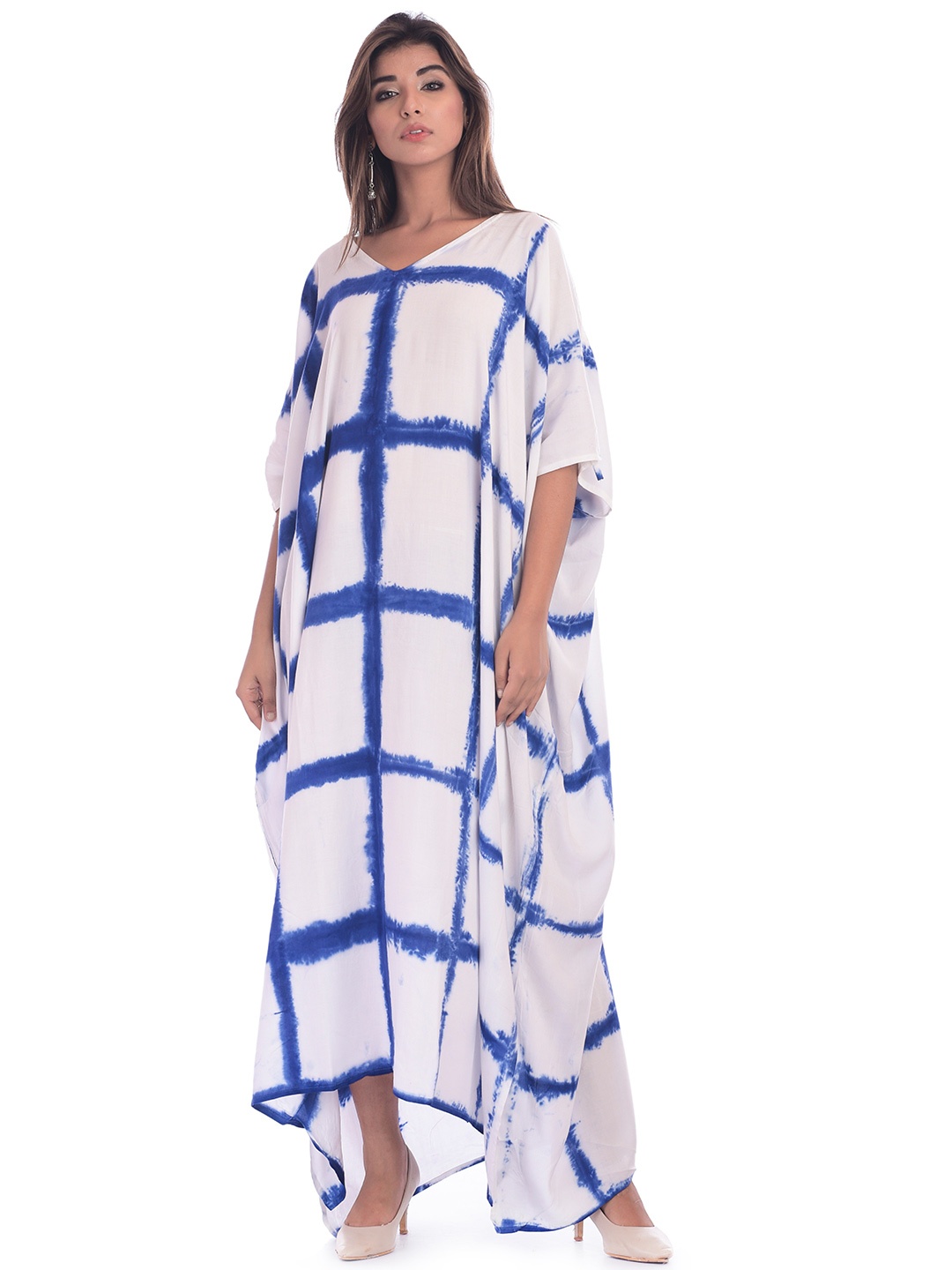 

HANDICRAFT PALACE Printed Kaftan Maxi Nightdress, Blue