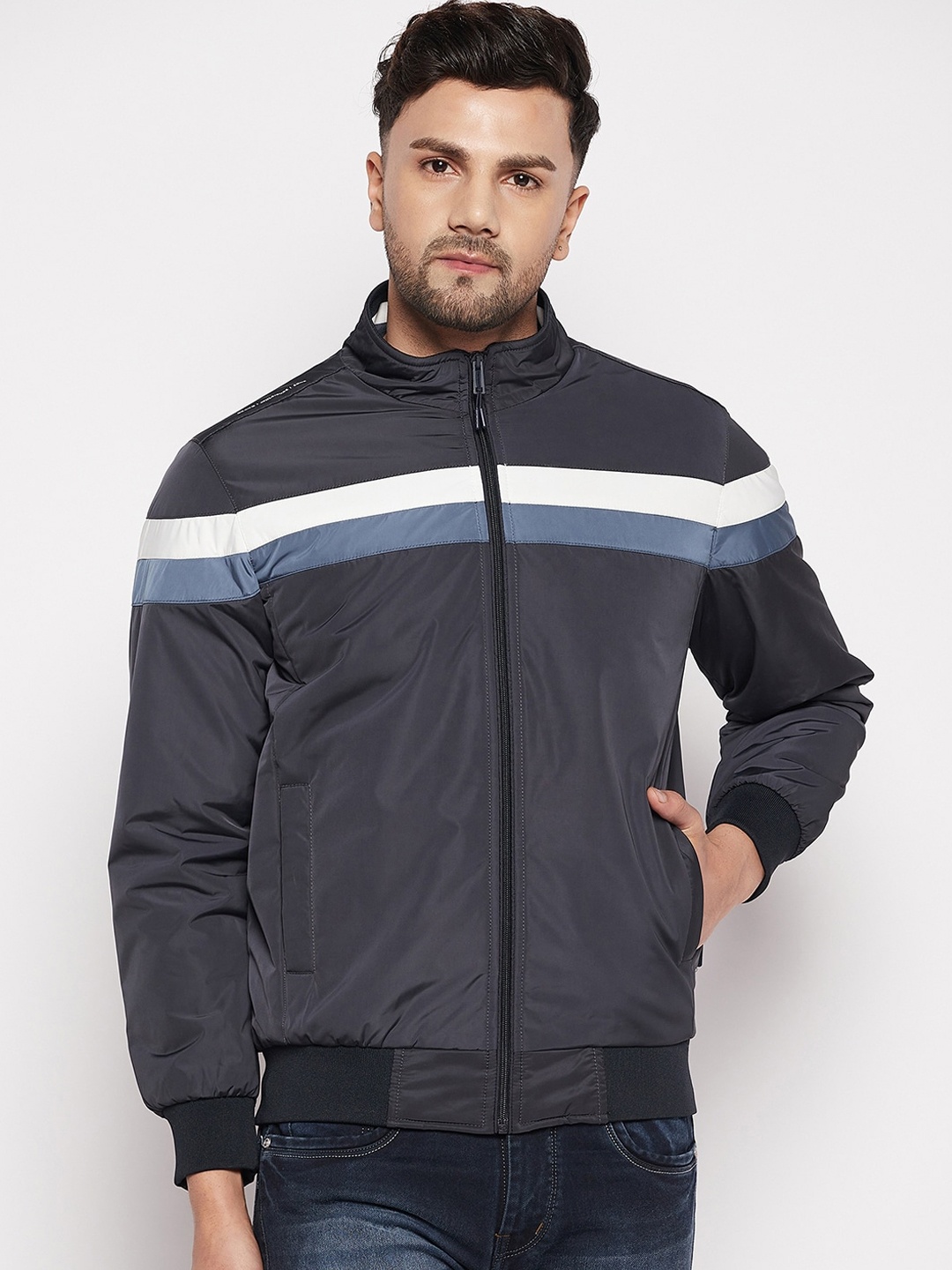 

Okane Men Lightweight Bomber Jacket, Navy blue