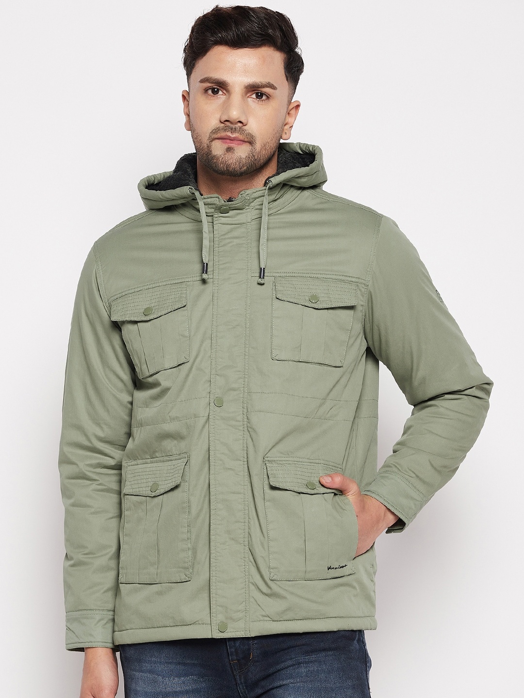 

Okane Men Lightweight Tailored Cotton Jacket, Olive