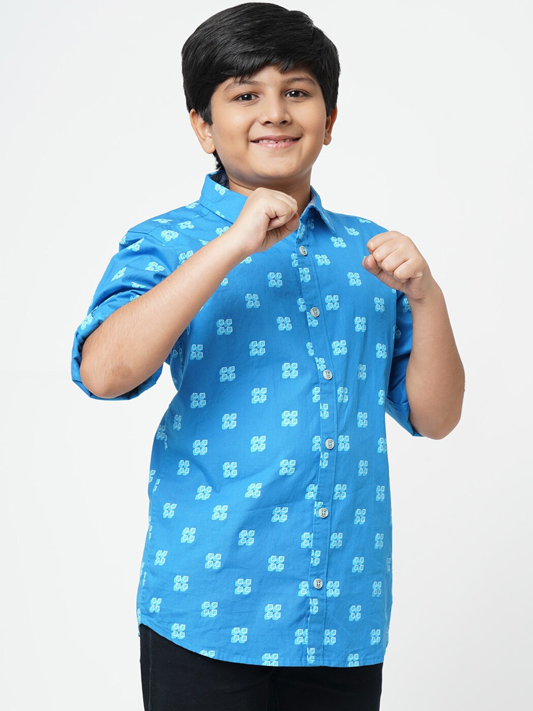 

URBAN SCOTTISH Boys Printed Cotton Casual Shirt, Blue