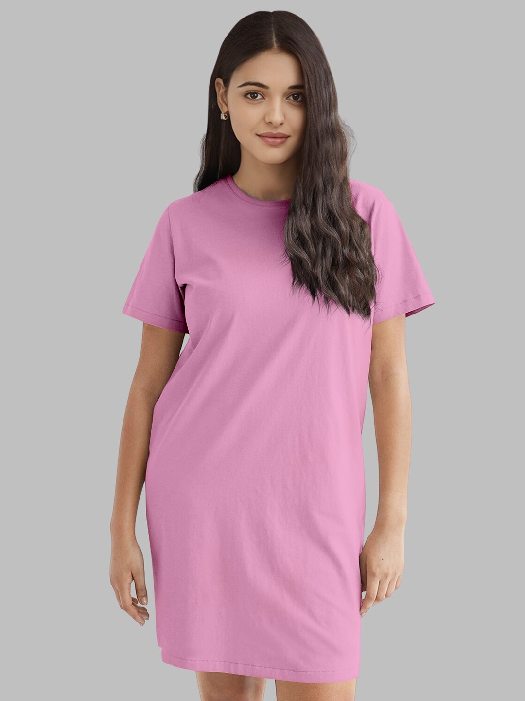 

Pootlu Round Neck Pure Cotton Jumper Dress, Pink