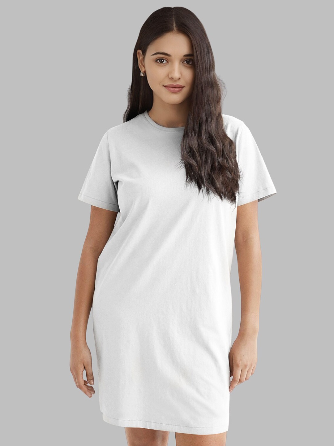 

Pootlu Women Drop-Shoulder Sleeves Pure Cotton T-shirt, White
