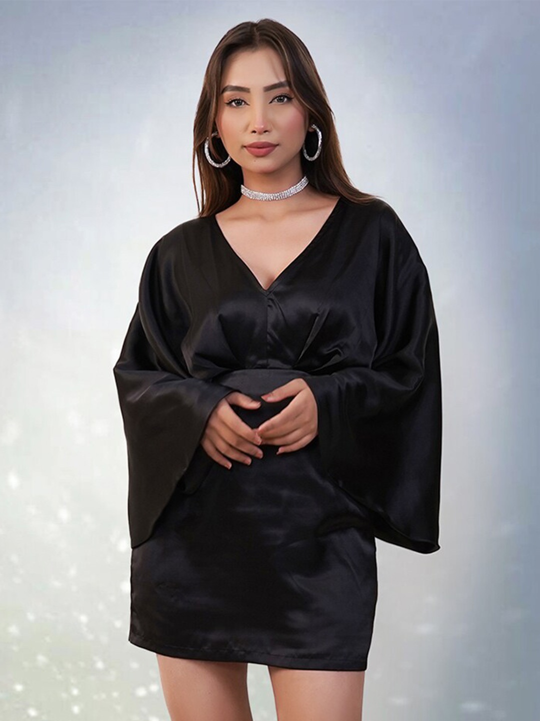 

Alaya By Stage3 Satin Sheath Mini Dress, Black