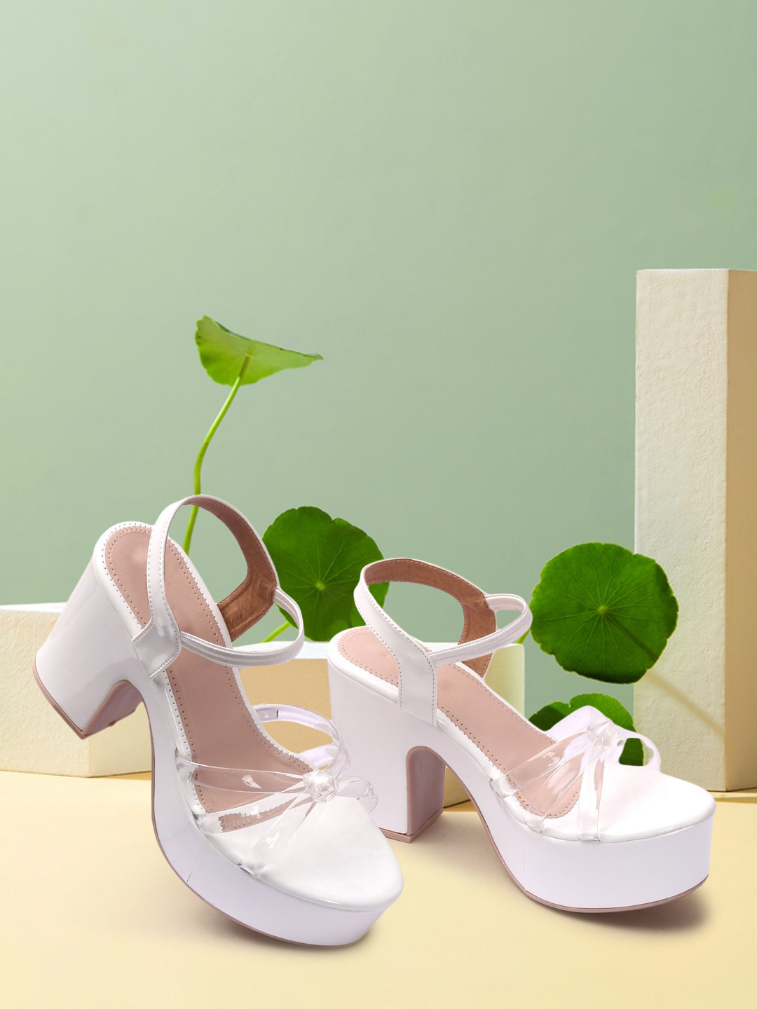

TWIN TOES Women Solid Platform Heels, White