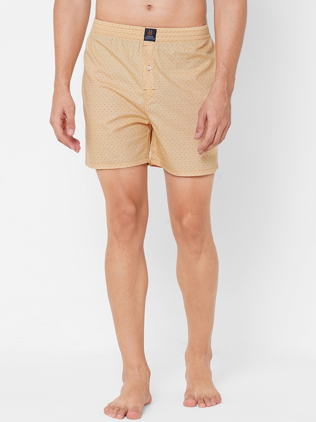 

URBAN SCOTTISH Men Printed Pure Cotton Boxers, Beige