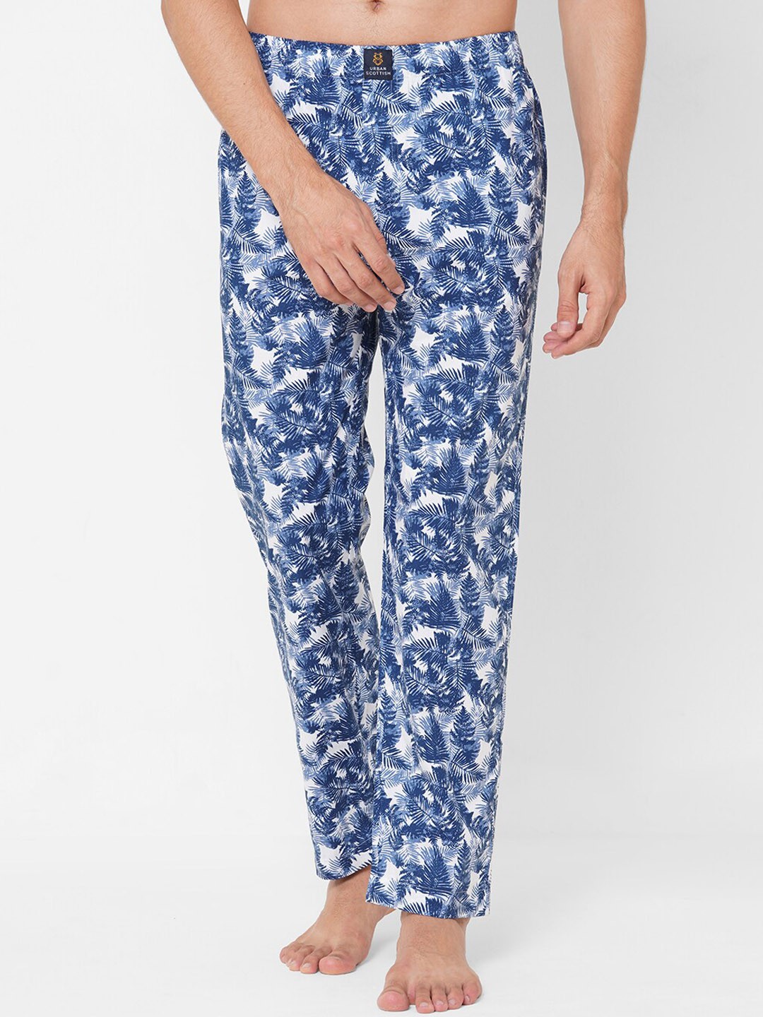 

URBAN SCOTTISH Men Printed Pure Cotton Lounge Pants, Blue