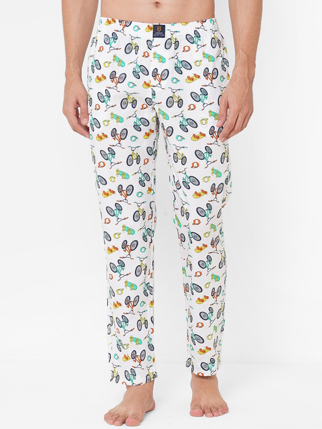 

URBAN SCOTTISH Men Printed Pure Cotton Lounge Pants, Multi