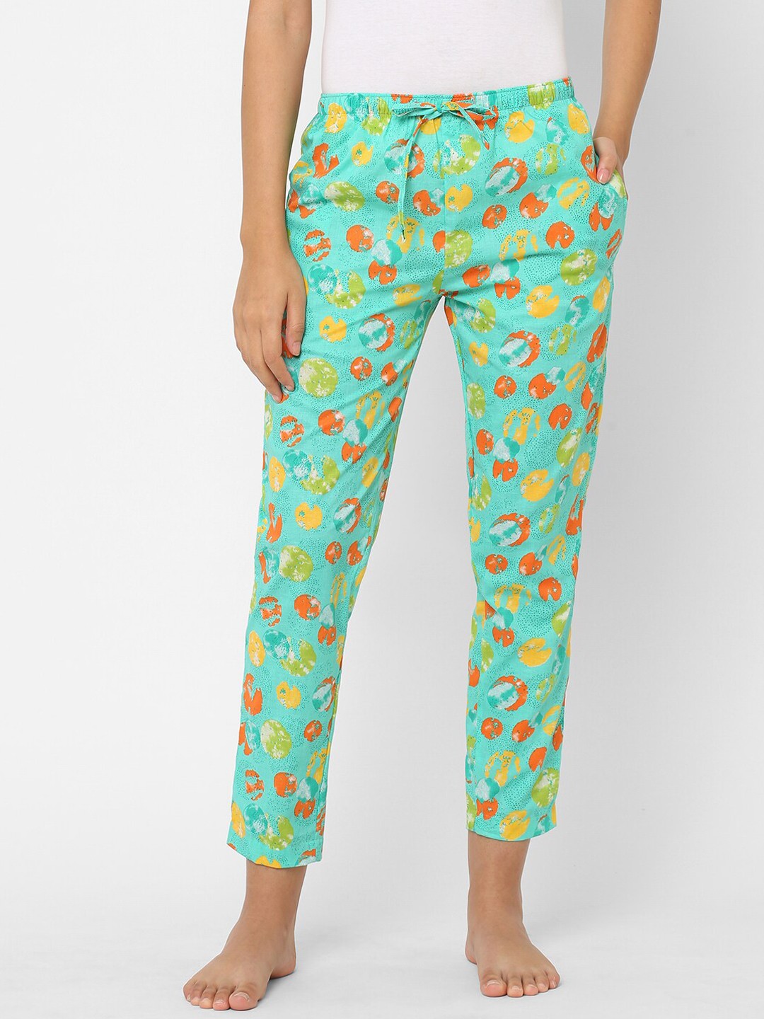 

URBAN SCOTTISH Women Printed Pure Cotton Lounge Pants, Green