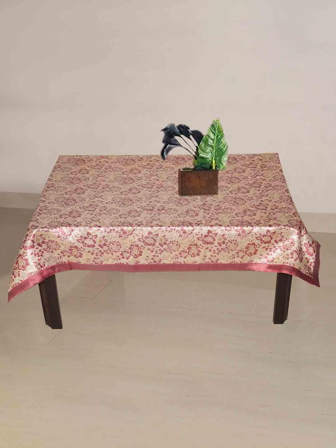 

Lushomes Pink & Beige Jacquard 4 Seater Rectangle Table Cover