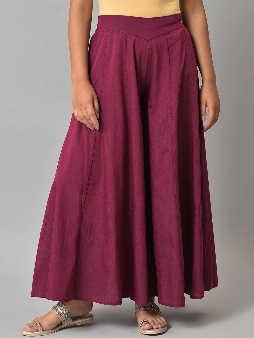 

W Flared Regular Palazzos, Maroon