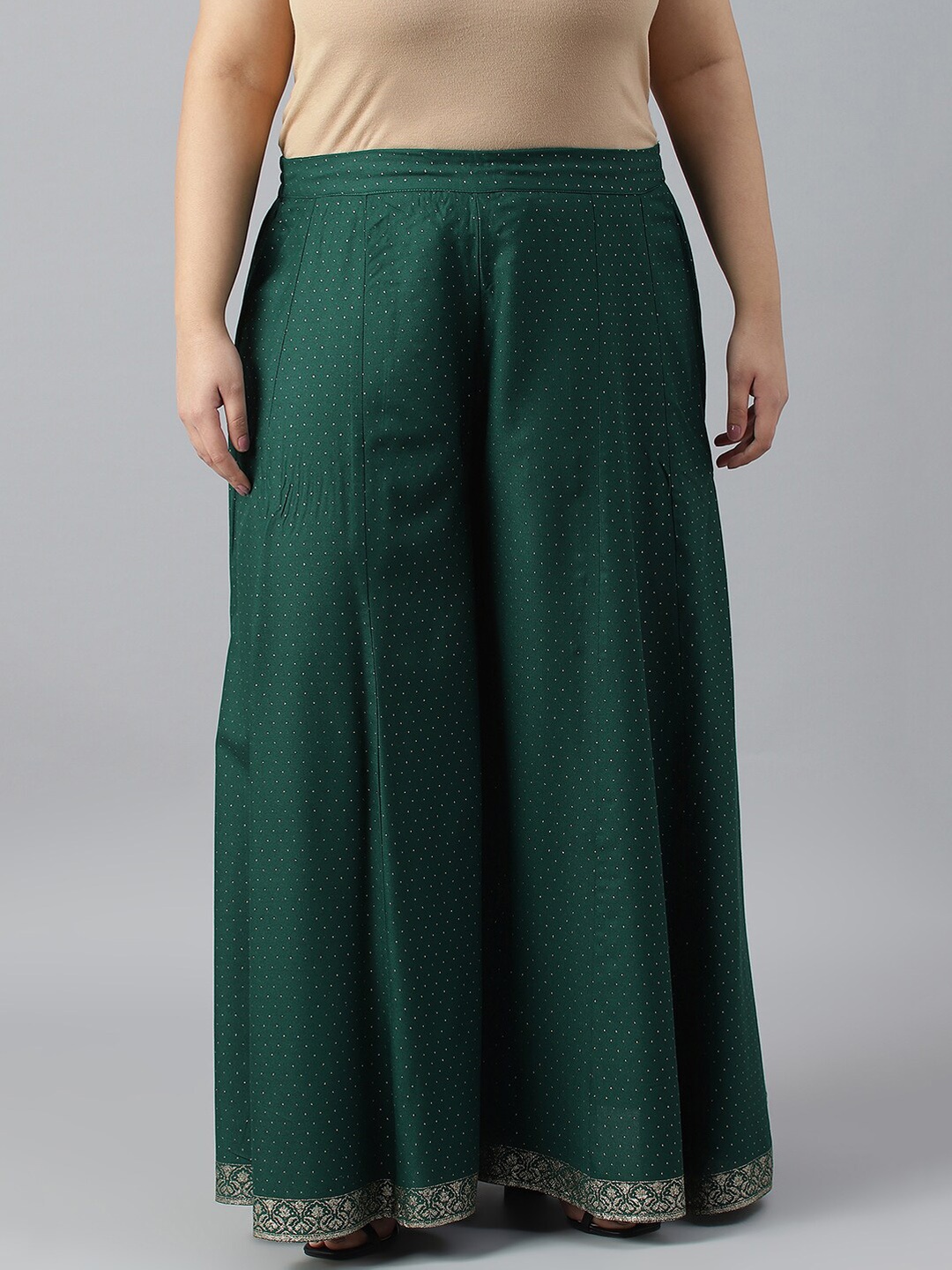 W Women Printed Maxi Straight Skirts, Green